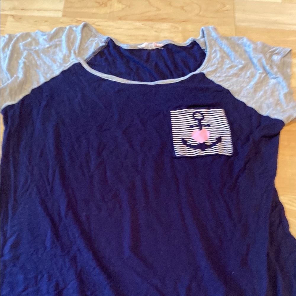 Blue and Gray Short Sleeve Tee Casual Top